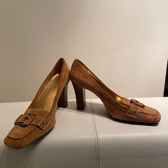Cole Haan Camel Heeled Loafers 9 - Picture 2 of 9